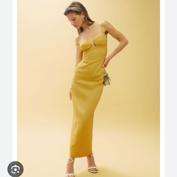 Reformation Malibu Linen Dress Size 4 Yellow - Picture 1 of 2